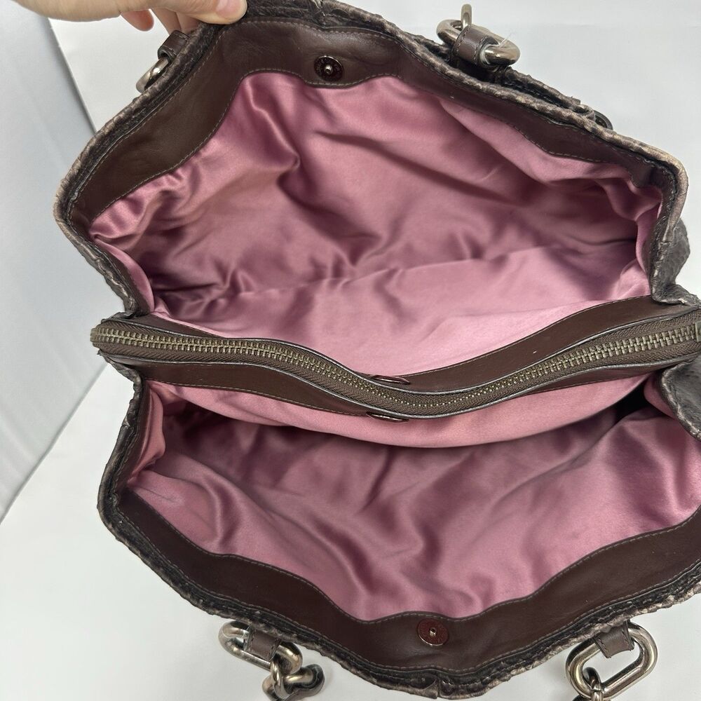 Coach 18741 Brown Bronze Python Embossed Leather Chelsey Jayden Satchel Purse - Picture 6 of 15